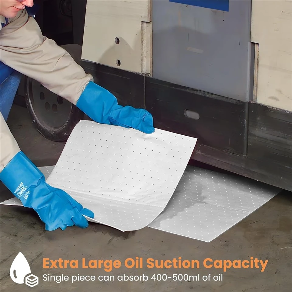 Oil Absorbent Pads Polypropylene Mats For Garage Floor & Marine